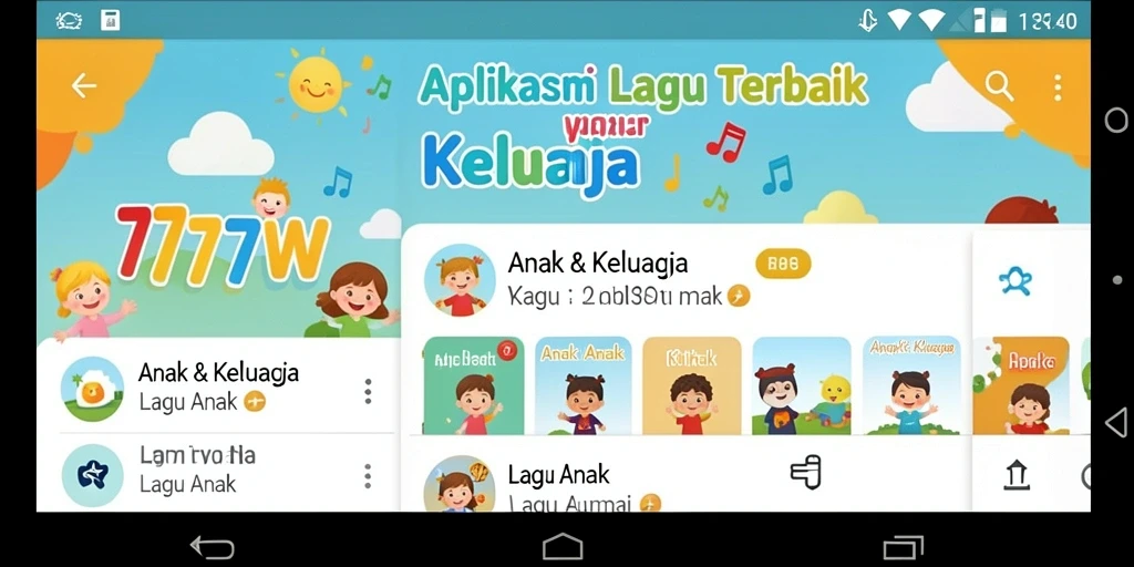 Antarmuka aplikasi 7777W yang ramah anak dan menarik.