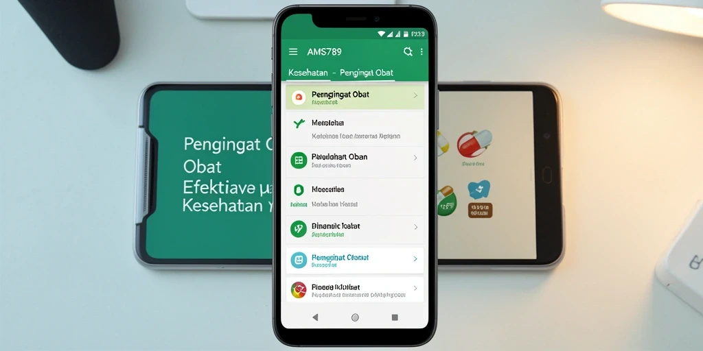 Tampilan antarmuka aplikasi AMS789 untuk Pengingat Obat yang intuitif.