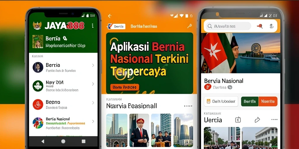 Tampilan antarmuka aplikasi JAYA388 yang menunjukkan fitur berita nasional.