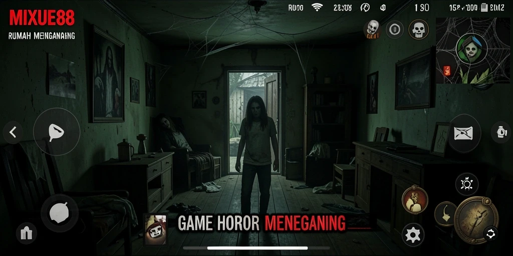 Tampilan antarmuka menyeramkan dari game MIXUE88 yang menegangkan.