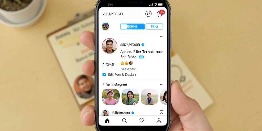 Antarmuka SEDAPTOGEL dengan pilihan filter Instagram yang menarik.